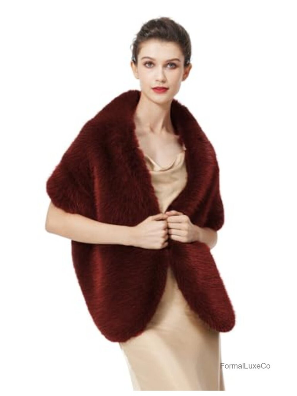 Faux Fur Shawl Stole Wrap Bridal Wedding Party Hook Closure